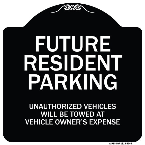 Designer Series-Unauthorized Vehicles Will Be Towed Black & White, 18" x 18", BW-1818-9746